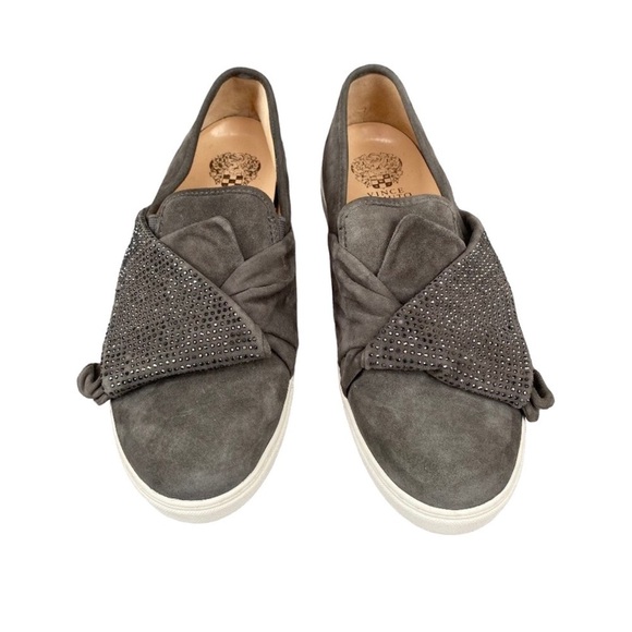 Vince Camuto Barita Grey Suede Leather Slip On Sneakers Sz 10 W - Picture 1 of 12
